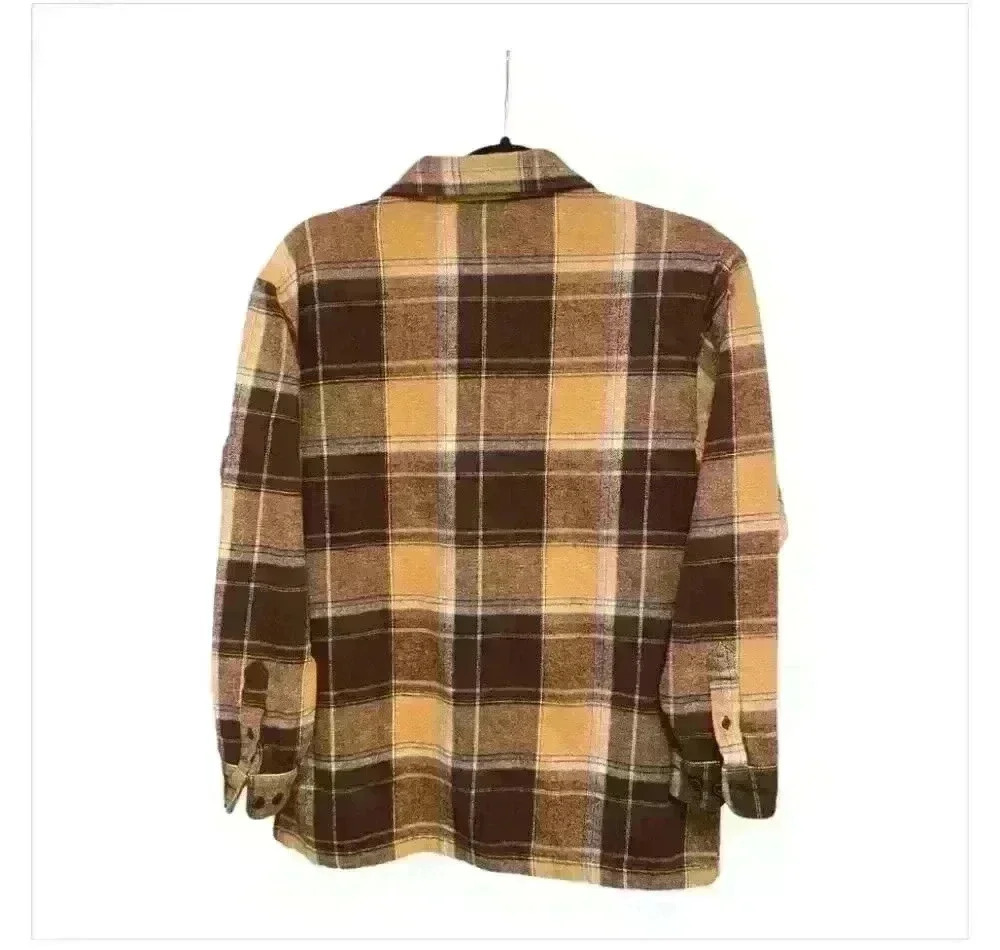 Mountain Lake Women’s Vintage Plaid Flannel Jacket Brown Size M Casual